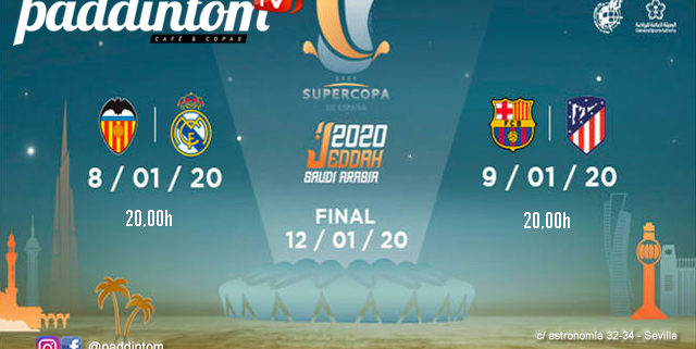 SuperCopa de España 2020. Semifinales. Miércoles 8 de Enero, Valencia-Real Madrid a las 20,00h y Jueves 9 de Enero, Barcelona-Atlético de Madrid a las 20,00h