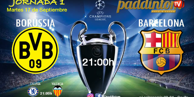 Champions League 2020 Jornada 1 Martes 17 de Septiembre, Borussia Dormunt - Barcelona a las 21.00h y Chelsea - Valencia a las 21.00h. Paddintom Café & Copas
