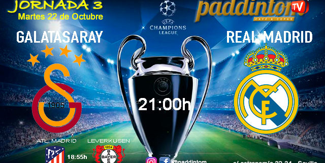 Champions League 2020 Jornada 3, Martes 22 de Octubre. Galatasaray - Real Madrid a las 21.00h y Atlético de Madrid - Bayern Leverkusen a las 18.55h.