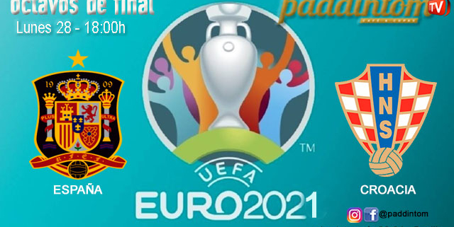 UEFA Euro 2021. Octavos de final. Lunes 28 de Junio, España - Croacia a las 18.00h. Promoción de copa de J&B a 4€ con tu grupo de amigos en nuestras pantallas de TV en Paddintom Café & Copas