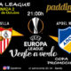 Europa League 2020 Jornada 2, Jueves 3 de Octubre, Sevilla - Apoel Nicosia a las 21.00h. Promoción copa de Ron Barceló a 4€ en Paddintom Café & Copas