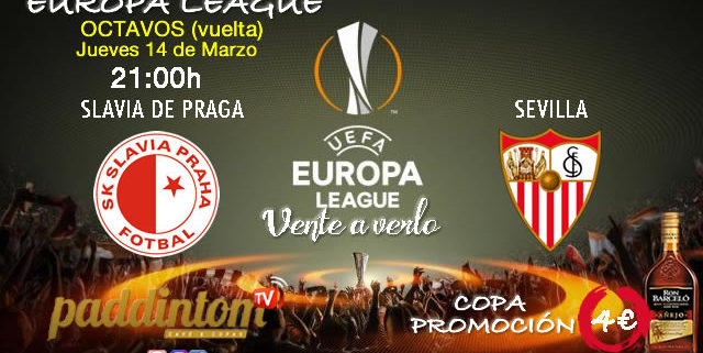 Europa League 2019 Octavos de Final partido de vuelta Jueves 14 de Marzo Slavia de Praga - Sevilla a las 21.00h TV en Paddintom Café & Copas