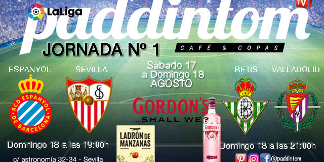 Jornada 1 Liga Santander 1ª División 19-20. Domingo 18 de Agosto Espanyol - Sevilla a las 19.00h y Betis - Valladolid a las 21.00h