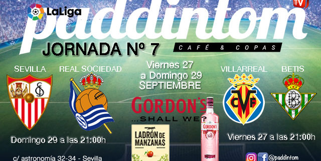Jornada 7 Liga Santander 1ª División. Viernes 27 de Septiembre, Villarreal - Betis a las 21.00h y Domingo 29 de Septiembre, Sevilla - Real Sociedad a las 21.00h